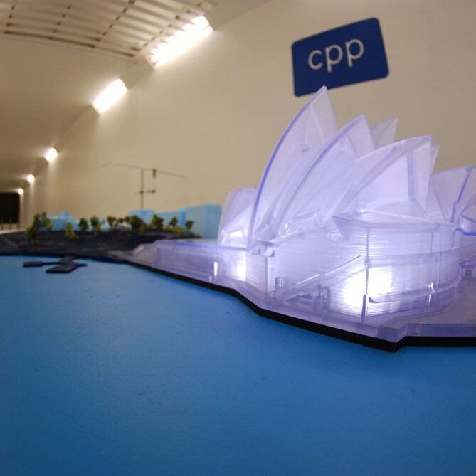 Sydney Opera House model in the Wind Tunnel