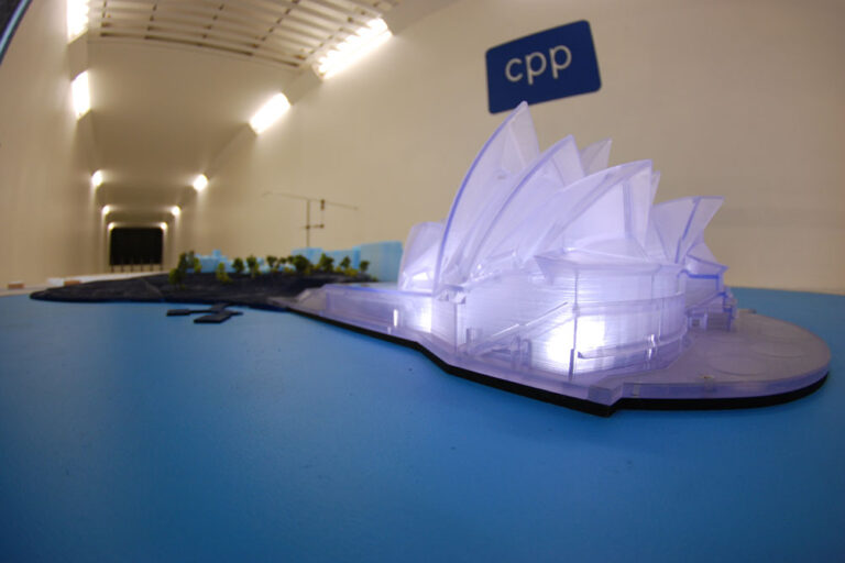 Sydney Opera House model in the Wind Tunnel