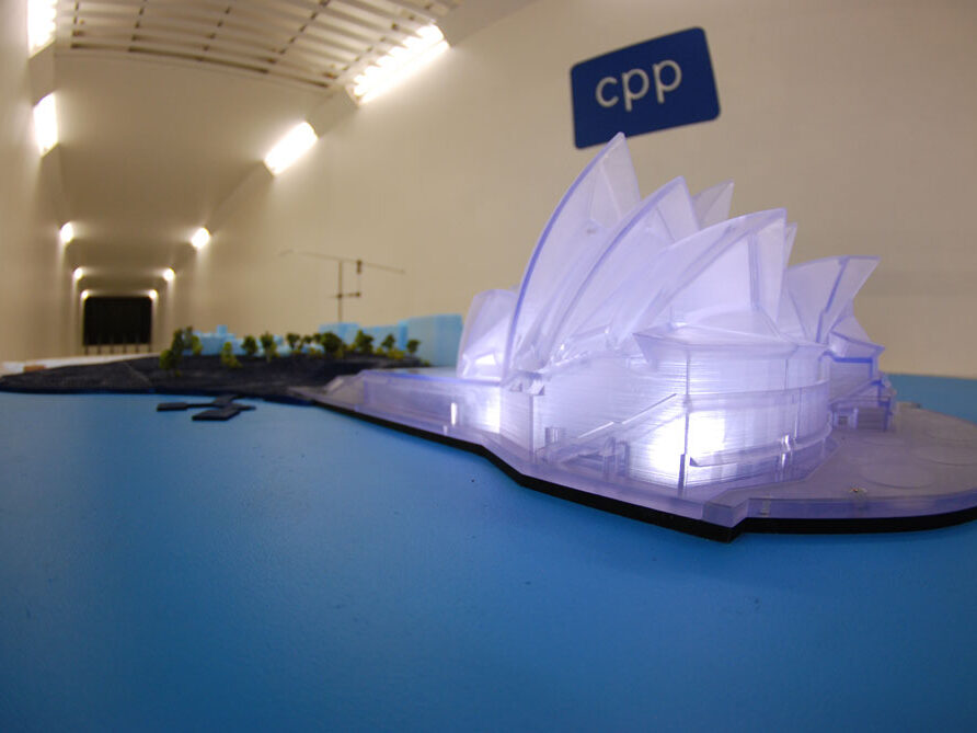 Sydney Opera House model in the Wind Tunnel