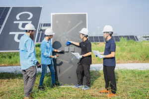 CPP employees installing solar field monitoring