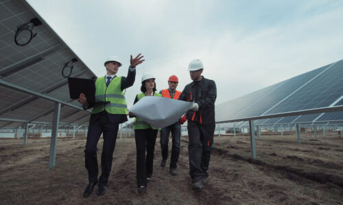 engineers discussing solar structures