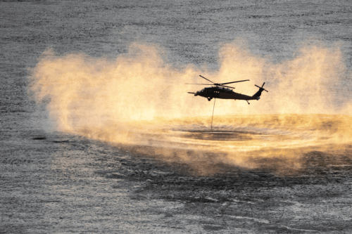 helicopter rotor wash over water