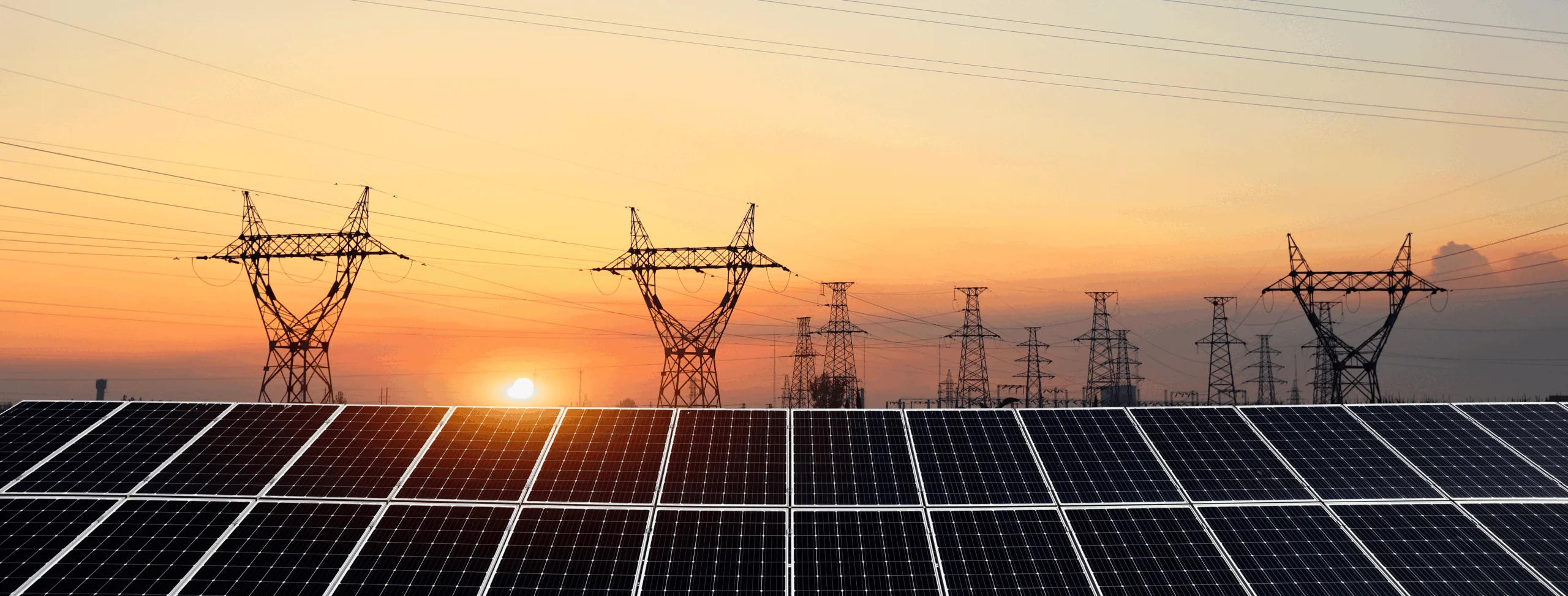 solar panels and transmission lines