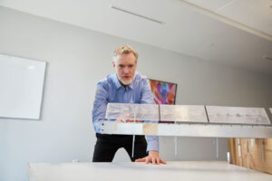 Dave Banks with solar test panels