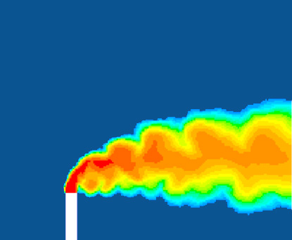 LES model of air thermal plume